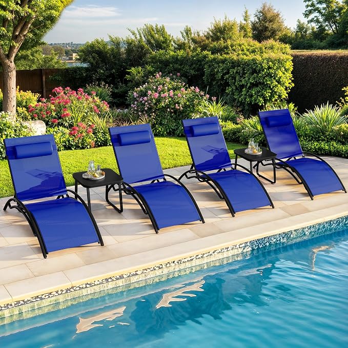 YITAHOME Outdoor Chaise Lounge Chair Set of 6, Pool Lounge Chairs by YITAHOME