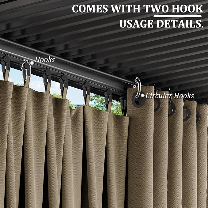Gazebo Universal Replacement Privacy Curtain, 4-Panels Sidewall Curtains - Image 3