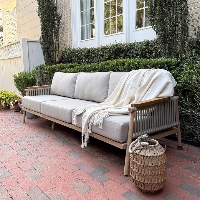 Acanva Modern All-Weather Aluminum Outdoor Patio Sofa - Image 7