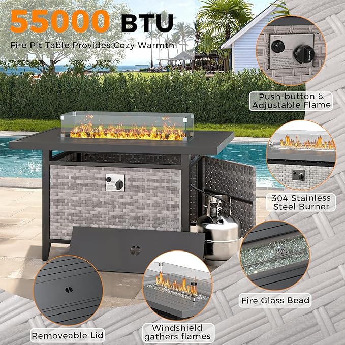 12-Seat Modern Outdoor Wicker Rattan Patio Furniture Set - Image 7