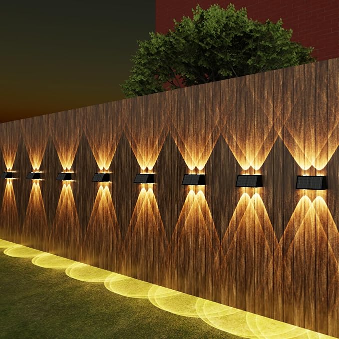 8-Pack Solar Fence Lights, Up & Down Lighting, 50LM/25LM 4 Modes, IP65 - Image 8