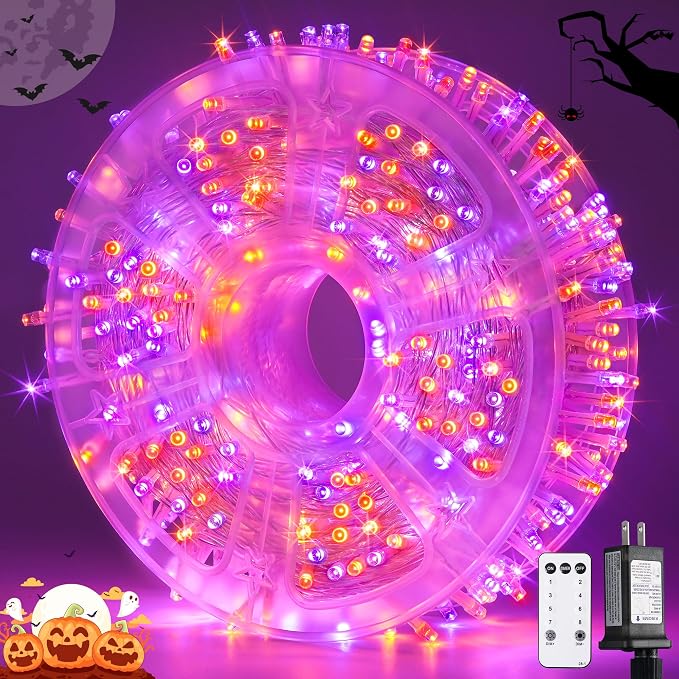 JMEXSUSS 400LED Orange and Purple Halloween Lights Indoor Outdoor Waterproof by JMEXSUSS