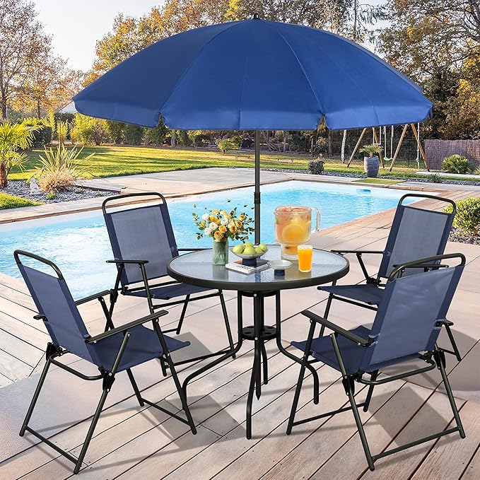 Vongrasig 6 Pieces Folding Patio Dining Set, All Weather Small Metal Outdoor - Image 2