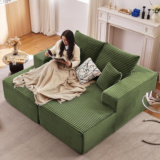 Oversized Double Chaise Lounges Indoor, Upholstered Boneless Cloud Stupendous by ODUWA