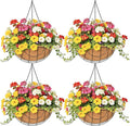 4 Pack 14 Inch Hanging Baskets for Plants Outdoor Metal Hanging Planter Hanging by Qusuxi