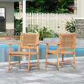 Sophia & William Patio Dining Chairs Outdoor 2 Pieces Hand Woven Wooden Rattan by SophiaWilliam