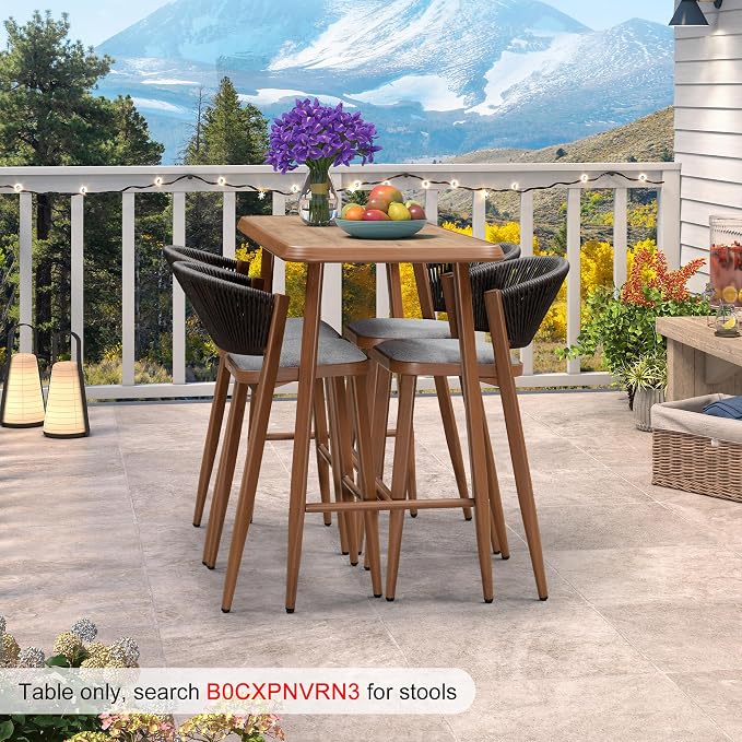 PURPLE LEAF Bar Rectangular Table Patio Modern Pub Dining Table - Image 3