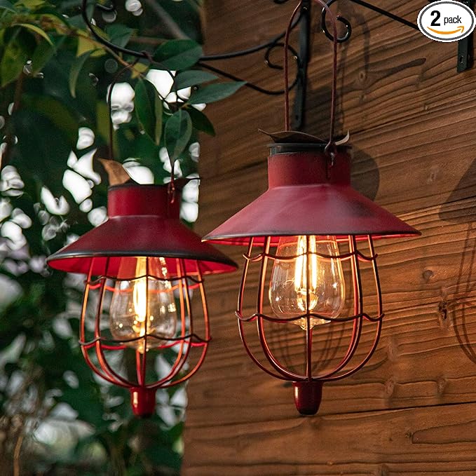 YAKii 2 Pack Solar Lantern Hanging Waterproof Outdoor Metal Solar Lamp by YAKii