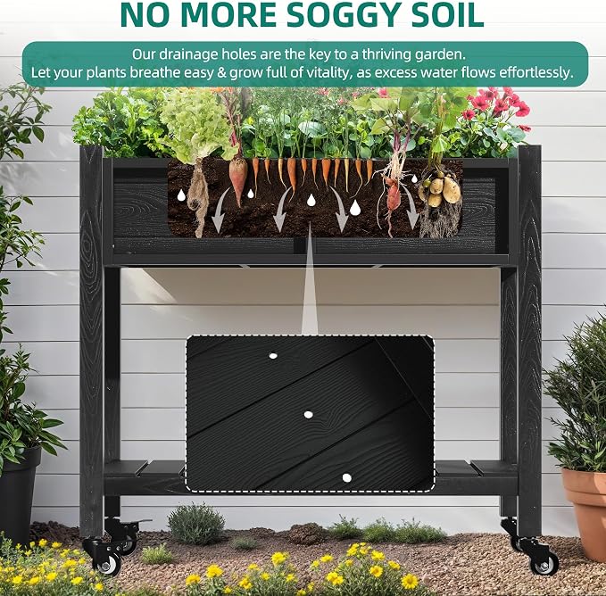 YITAHOME Raised Garden Bed, HIPS Poly Wood Elevated Planter Box - Image 3