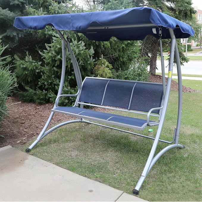 Outsunny 3-Seat Outdoor Porch Swing Chair, Patio Swing Glider - Image 8