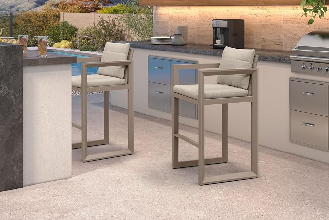 PURPLE LEAF Outdoor Bar Stools Set of 2 31 Inch Modern Aluminum Barstools by Unknown