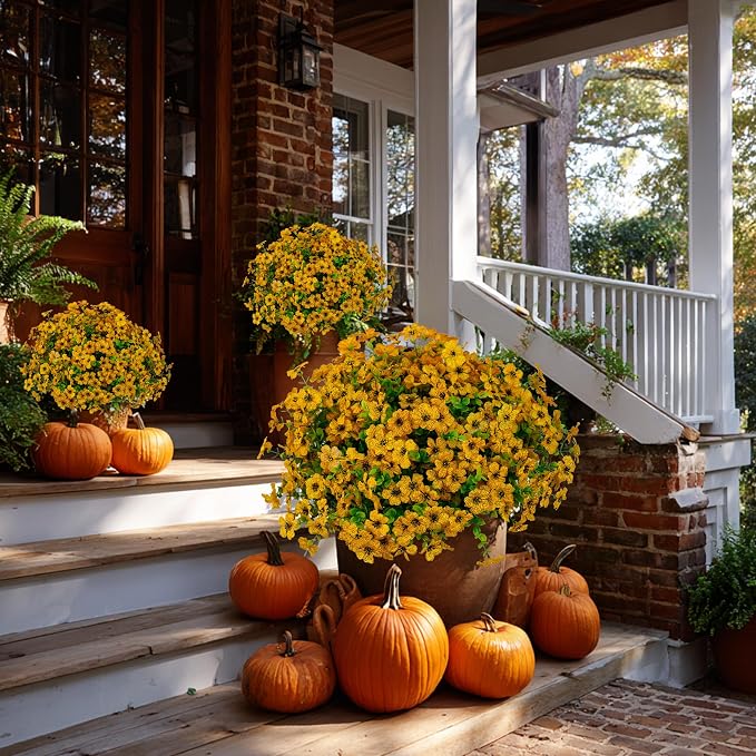 Artificial Fall Flowers for Outdoors Fake Mums - Image 7
