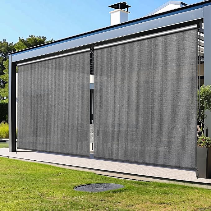 LIFERUN Outdoor Roller Sun Shade 8' W x 8' H, HDPE Shade Cloth - Image 9