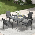 VICLLAX Patio Table and Chair Set of 4, All Weather Metal Round Outdoor Dining by HOME