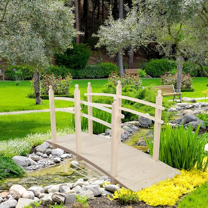 VINGLI 7.5 ft Garden Bridge, Arch Walkway Wooden Bridge by VINGLI