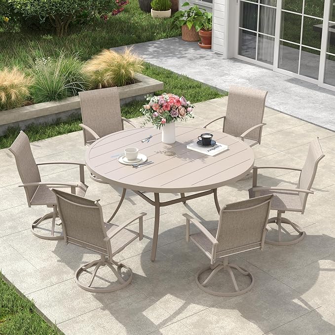 VICLLAX 50" Round Patio Table, Outdoor Dining Table - Image 7