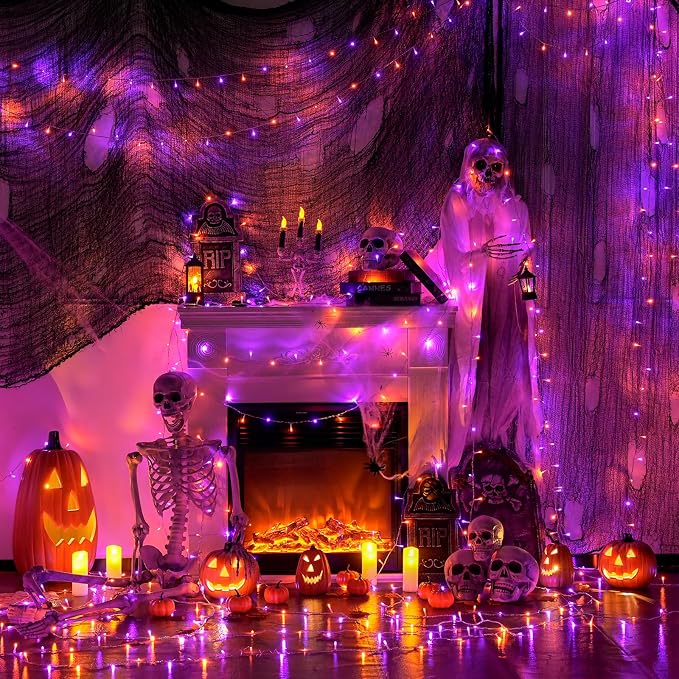 JMEXSUSS 400LED Orange and Purple Halloween Lights Indoor Outdoor Waterproof - Image 5