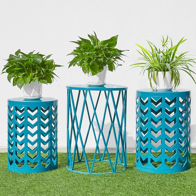 Y&M Set of 3 Nesting Metal Round Coffee Table, Side Table End Table by YM