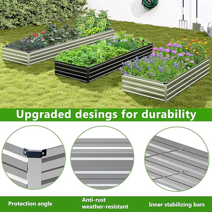 2PCS 7x3x1ft Galvanized Raised Garden Bed Kit, Galvanized Planter Raised Garden - Image 5