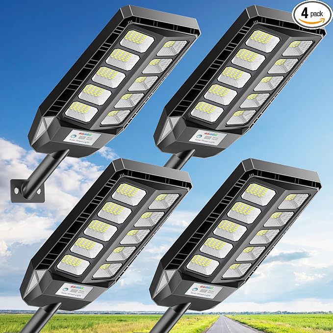 Solar Lights Outdoor, IP66 Waterproof Street Lights Outdoor, 6500K Dusk to Dawn by DEEPN