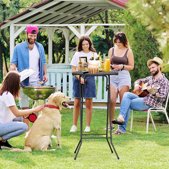 VINGLI 24" Plastic Folding Round Table Bar Height, HDPE Matrial - Image 2