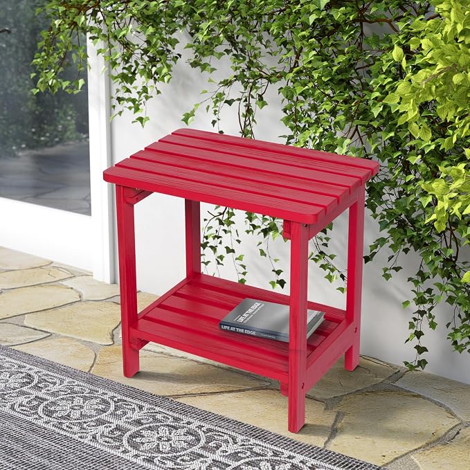 Shine Company Providence Rectangular Solid Wood Side Table, Outdoor Adirondack - Image 8