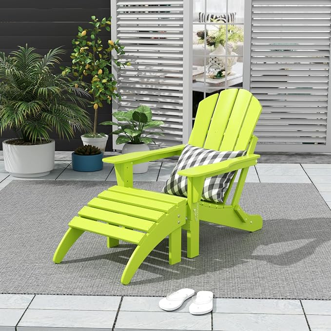 WO Home Furniture Adirondack Ottoman Outdoor Patio Footrest 13.5" Inch Folding - Image 2