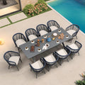 PURPLE LEAF Patio Dining Set for 10 All-Weather Wicker 11 Piece Aluminium by PURPLELEAF