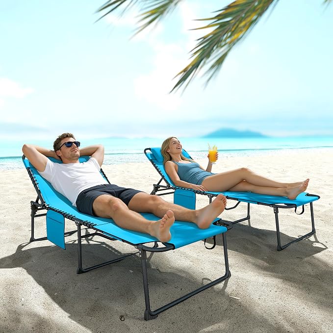 Outsunny 2 Piece Folding Chaise Lounge - Image 8
