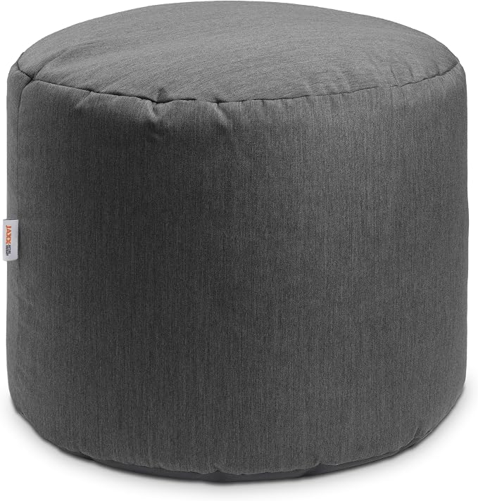 Jaxx Spring Indoor/Outdoor Bean Bag Pouf Ottoman, Charcoal Sunbrella - Image 5