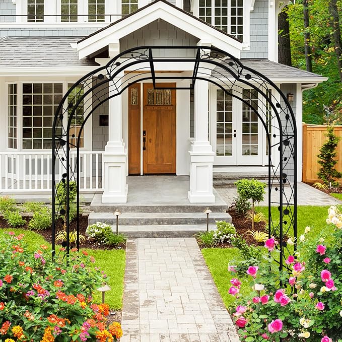 Metal Garden Arch 8.2 FT High x 6.2 FT Wide Garden Arbor Trellis - Image 8
