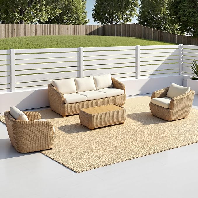 CHITA 6 Pieces Patio Wicker Furniture Set, Outdoor Rattan Bistro Set - Image 9