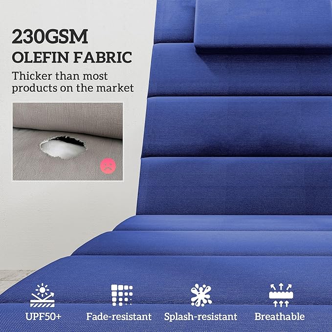 Outsunny Outdoor Lounge Chair Cushion Set of 2, Foldable Patio Chaise Lounge - Image 4