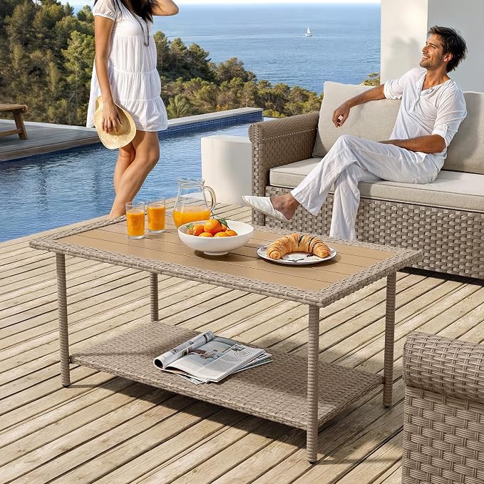 YITAHOME Outdoor Wicker Coffee Table - Image 5