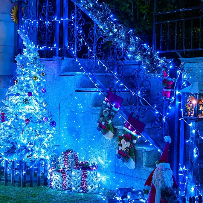 JMEXSUSS 150 LED Blue Christmas Lights Indoor Outdoor, Connectable 59 ft String - Image 2