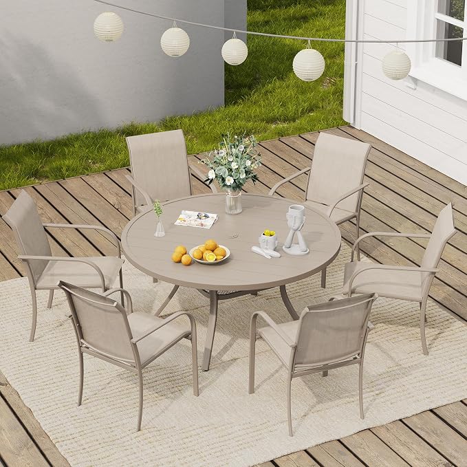 VICLLAX 47.2" Round Patio Table, Outdoor Dining Table - Image 5