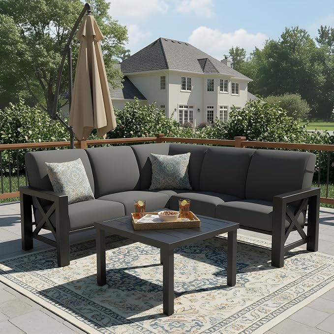 NATURAL EXPRESSIONS 6 Pieces Patio Furniture Sets, Metal Outdoor Sectional - Image 8