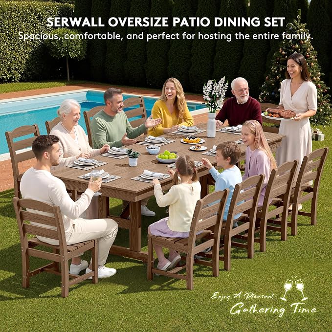 SERWALL 11 Piece Outdoor Dining Set - Image 8