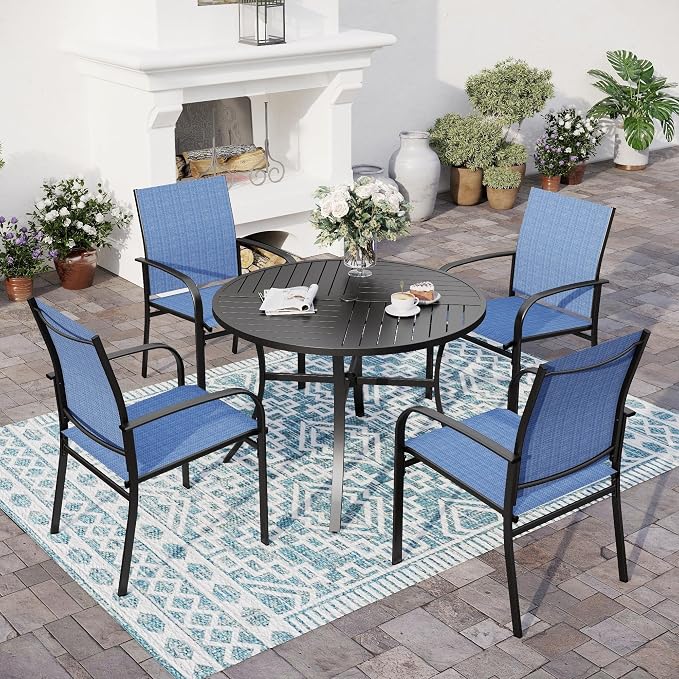 5 Piece Patio Dining Set for 4, Outdoor Table and Chairs Set for Lawn Backyard by SUNSHINEVALLEY