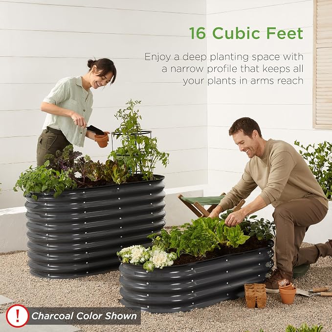 Best Choice Products 4x2x2ft Outdoor Metal Raised Garden Bed, Oval Deep Root - Image 6