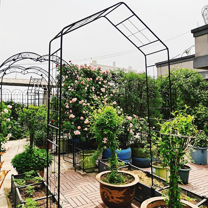 Garden Arbor, 8FT Metal Arbor Trellis - Image 8