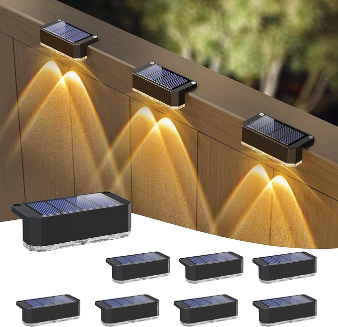 Peasur Solar Fence Lights Outdoor 8 Pack, Deck Light Solar Powered, Waterproof by Peasur