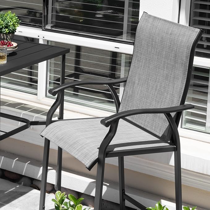 NUU GARDEN 3 Piece Outdoor Bar Set, Bar Height Patio Bistro Set, Textilene - Image 7