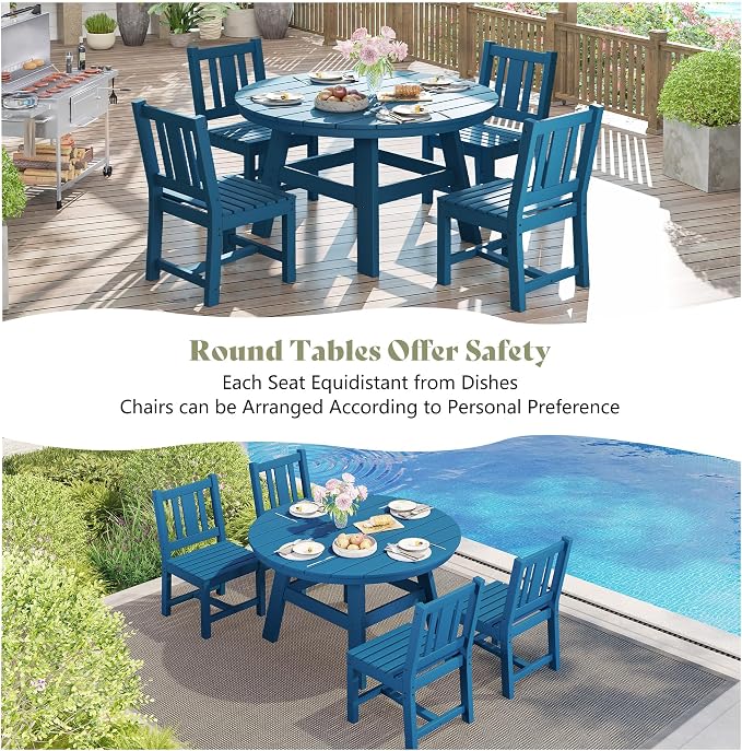 AMERLIFE 5 Piece HDPE Outdoor Dining Table & Chairs Set, All-Weather Patio - Image 8