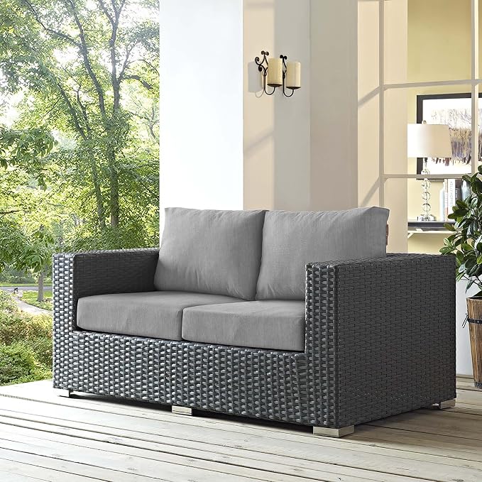 Modway EEI-1851-CHC-GRY Sojourn Wicker Rattan Outdoor Patio Sunbrella Fabric by Modway