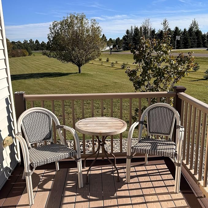 PURPLE LEAF French Bistro Chairs Set of 2 Aluminum Hand-Woven Rattan Wicker - Image 3