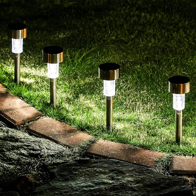 GIGALUMI 16 Pack Solar Lights Outdoor Waterproof, Stainless Steel LED Solar - Image 3