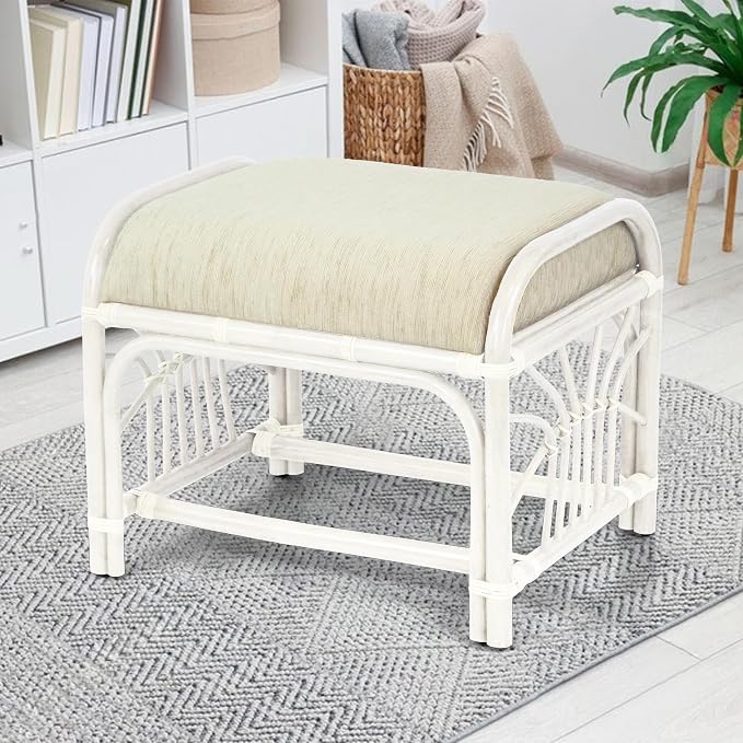 Krit Handmade Rattan Wicker Ottoman Footstool by Wickerix