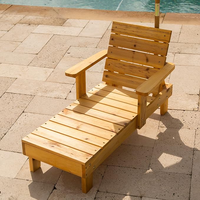 KidKraft Outdoor Wooden Chaise Lounge, Backyard Furniture Chair - Image 8