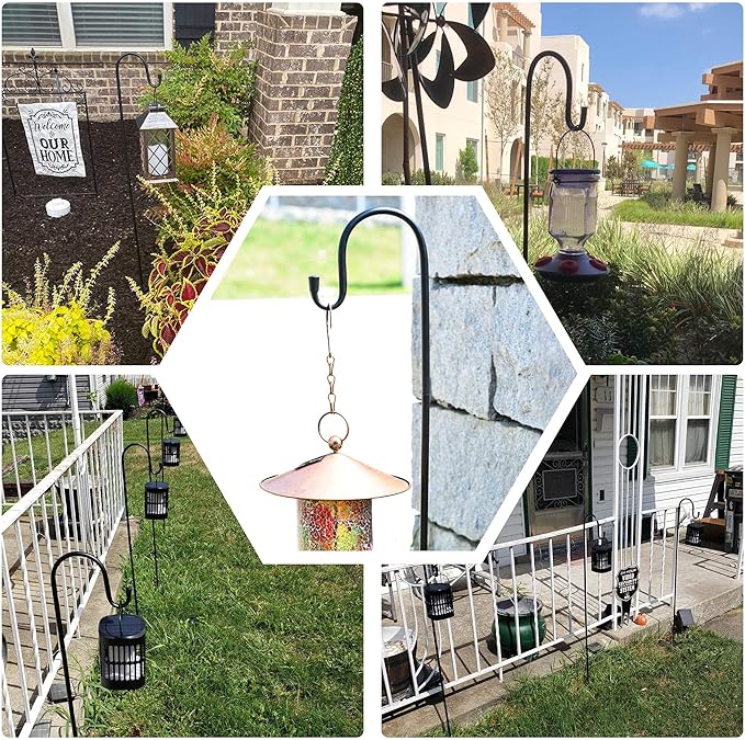 Ottsuls Bird Feeder Pole, 45 INCH Heavy Duty Shepherds Hooks - Image 5